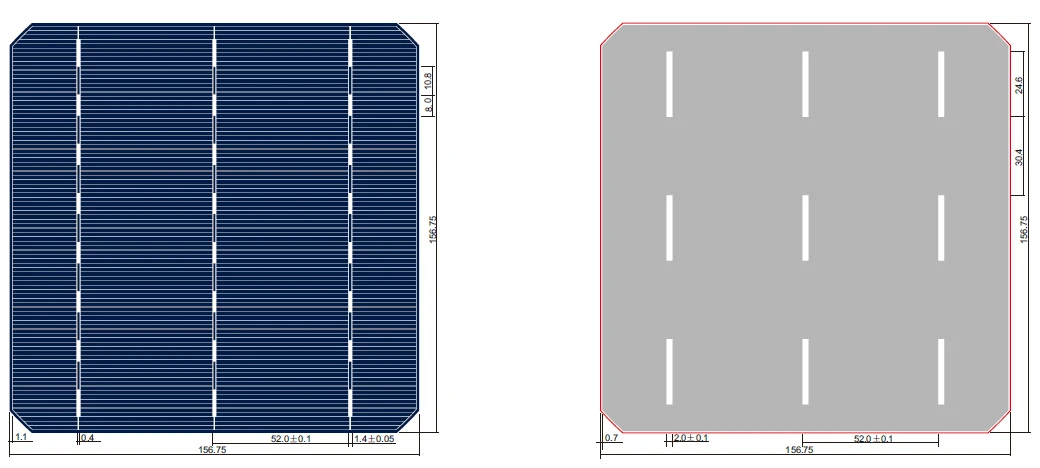 156mm solar cell 3BB